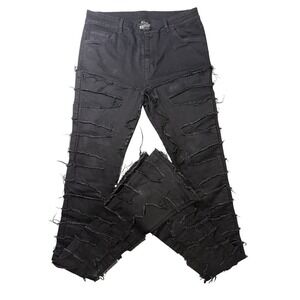 Guapi Blood Diamond Distressed Stacked Flare Jeans Mens 32 Black